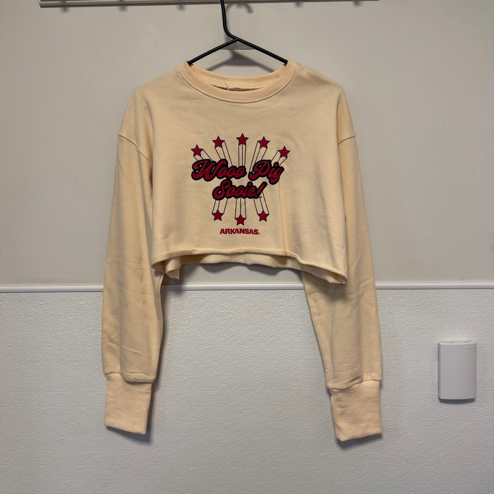 Game day Couture Cropped Sweatshirt L NWT New Arkansas Razorbacks Woo Pig Sooie